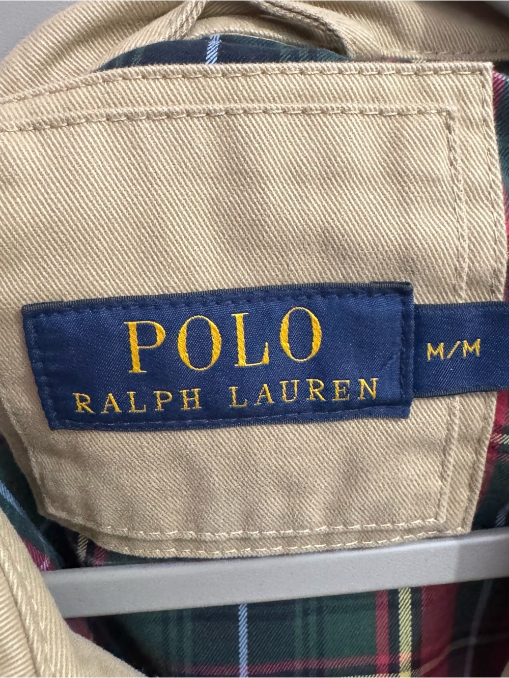 Vintage Polo Ralph Lauren Tan Harrington Jacket Coat Plaid Lined Men's M Golf - Picture 9 of 10